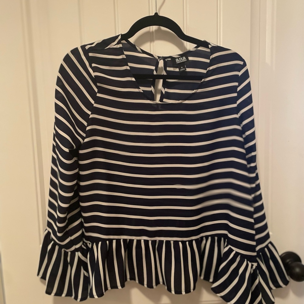 Black and White Striped Women's Top